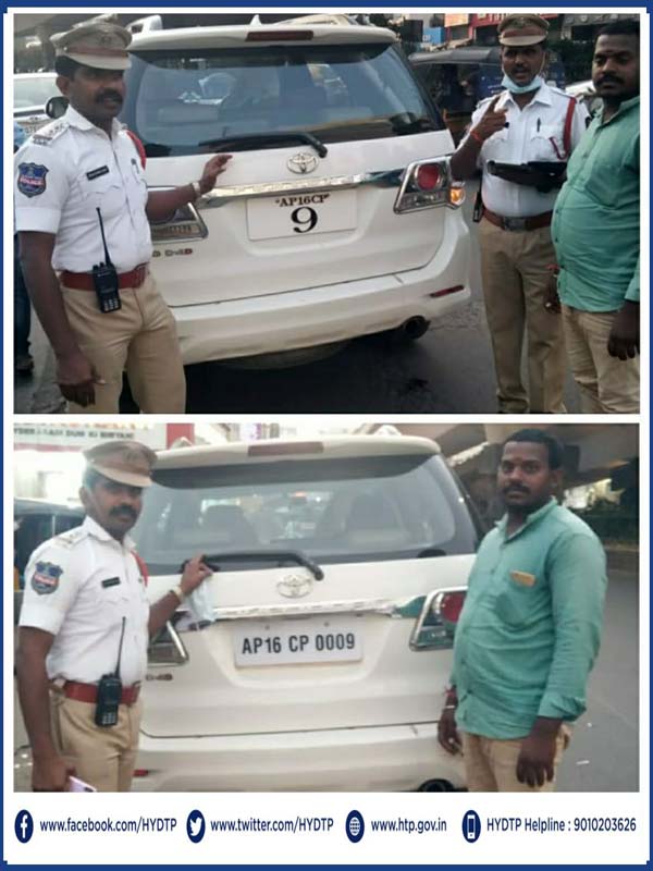 దోషపూరిత నెంబర్ ప్లేట్ తో ప్రయాణించిన వ్యక్తికి హైదరాబాద్ లో ఎం జరిగిందంటే..?
