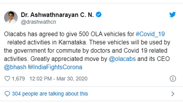 వైద్య సదుపాయాల కోసం 500 క్యాబ్లను అందిస్తున్న ఓలా , ఎక్కడో తెలుసా..!