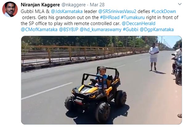 లాక్ డౌన్ ఉల్లంఘించిన కర్ణాటక ఎమ్మెల్యే, ఎవరో తెలుసా.. !