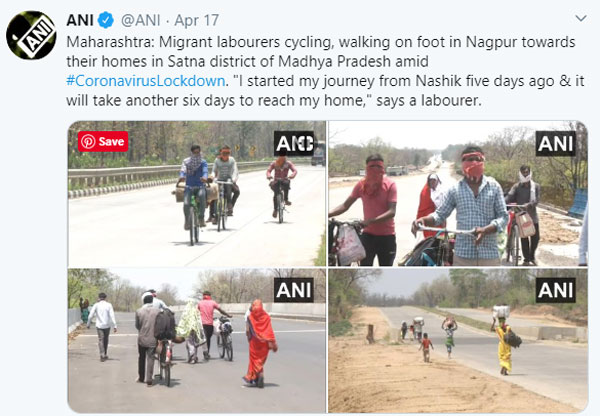 కరోనా లాక్డౌన్ వల్ల సైకిల్ పై స్వగ్రామం చేరిన కార్మికులు, ఎక్కడో తెలుసా..?