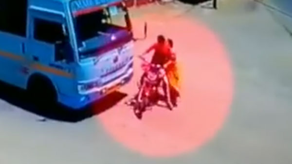 ఒక్క క్షణం ఆలస్యం అయ్యుంటే ఈ బైక్ రైడర్ ఏమయ్యేవాడు ; కావాలంటే వీడియో చూడండి