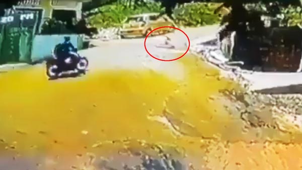 గ్రేట్.. పిల్లాడిని రక్షించడానికి ఈ బైక్ రైడర్ ఏం చేసాడో చూడండి