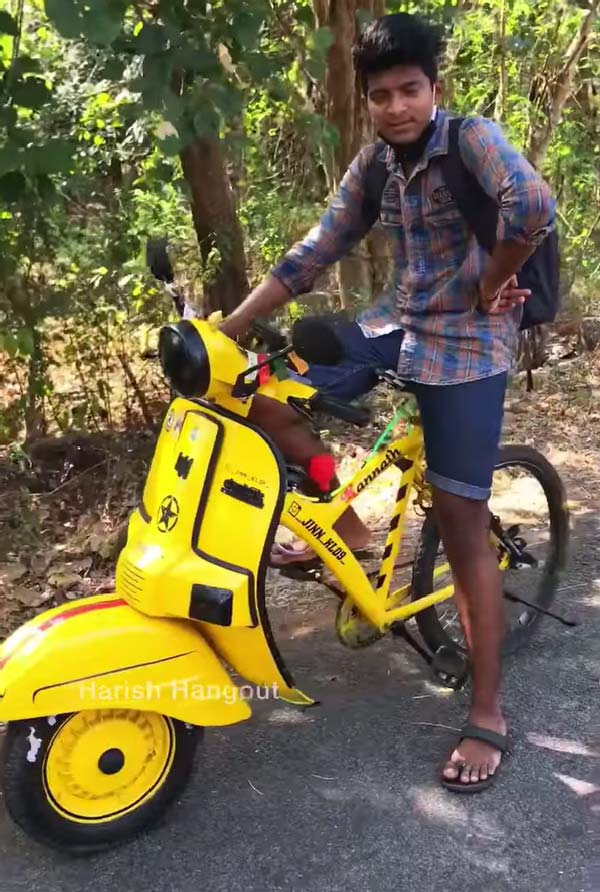 ఔరా.. ఏమి క్రియేషన్.. స్కూటర్ సైకిల్ అయిపోయింది