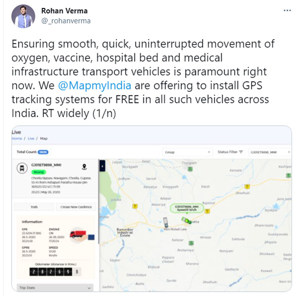 కరోనా రోగులకు గుడ్ న్యూస్.. ఇప్పుడు ఆక్సిజన్ వెహికల్స్ ఎక్కడ వస్తున్నాయో ఇట్టే తెలుసుకోవచ్చు.. ఎలా అంటే?