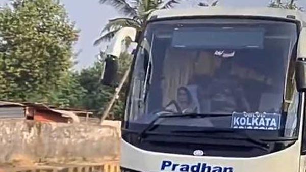 అందమైన మహిళ చీరకట్టుతో వోల్వో బస్ డ్రైవ్ చేస్తే..? సూపర్ కదూ.. వీడియో చూడండి
