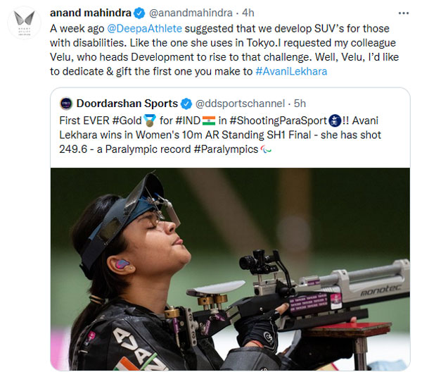 అవని లేఖారా కోసం కొత్త కార్ ప్రకటించిన Anand Mahindra; పూర్తి వివరాలు