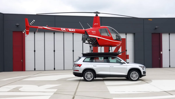 హెలికాప్టర్నే మోయగల కెపాసిటీ కలిగిన Skoda Kodiaq వీడియో