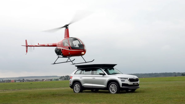 హెలికాప్టర్నే మోయగల కెపాసిటీ కలిగిన Skoda Kodiaq వీడియో