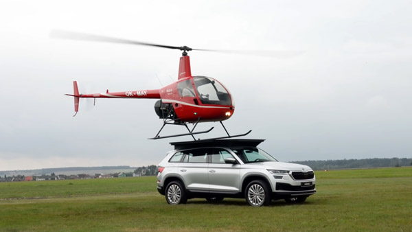 హెలికాప్టర్నే మోయగల కెపాసిటీ కలిగిన Skoda Kodiaq వీడియో