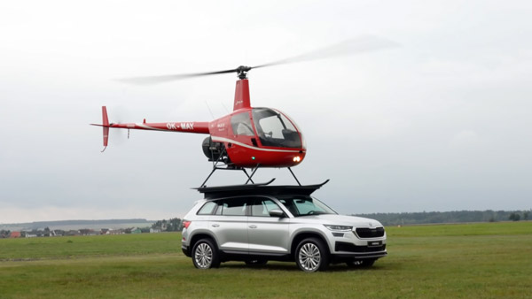హెలికాప్టర్నే మోయగల కెపాసిటీ కలిగిన Skoda Kodiaq వీడియో