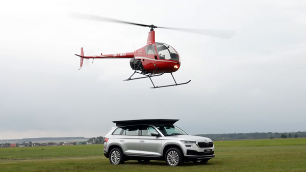 హెలికాప్టర్నే మోయగల కెపాసిటీ కలిగిన Skoda Kodiaq వీడియో
