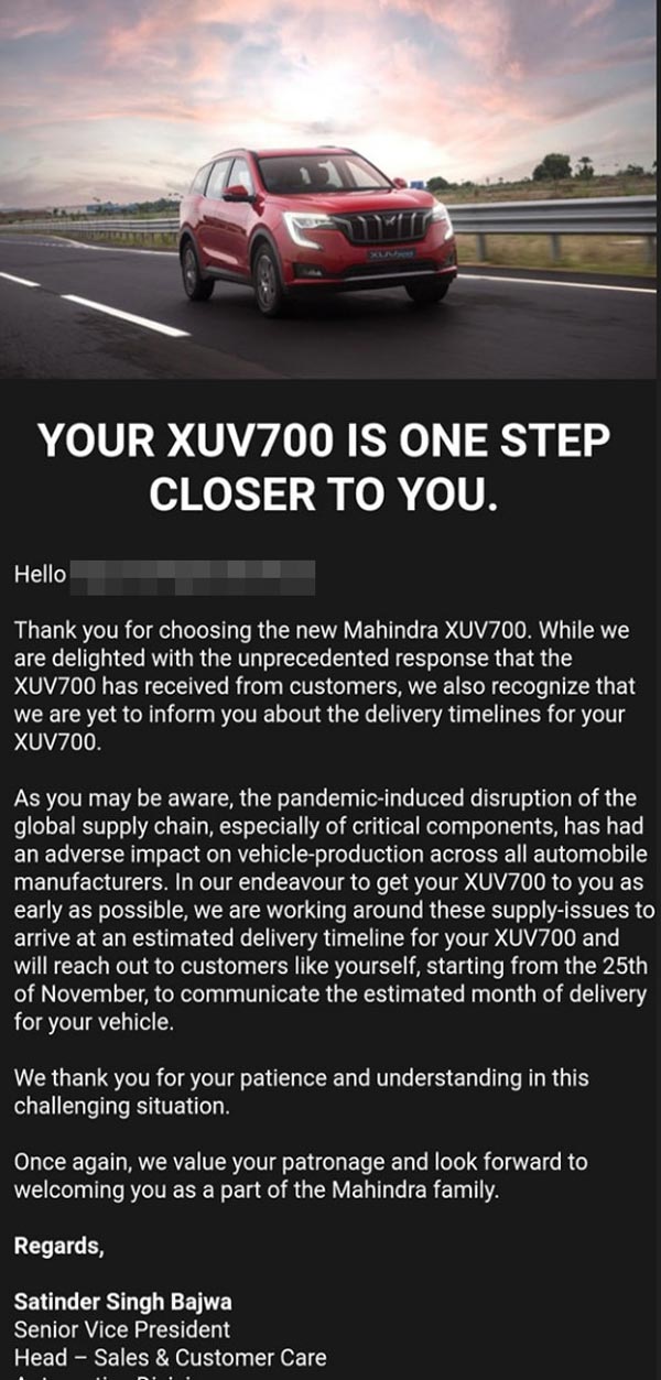 Mahindra XUV700 నెక్స్ట్ బ్యాచ్ డెలివరీస్ ఎప్పుడో తెలుసా..?
